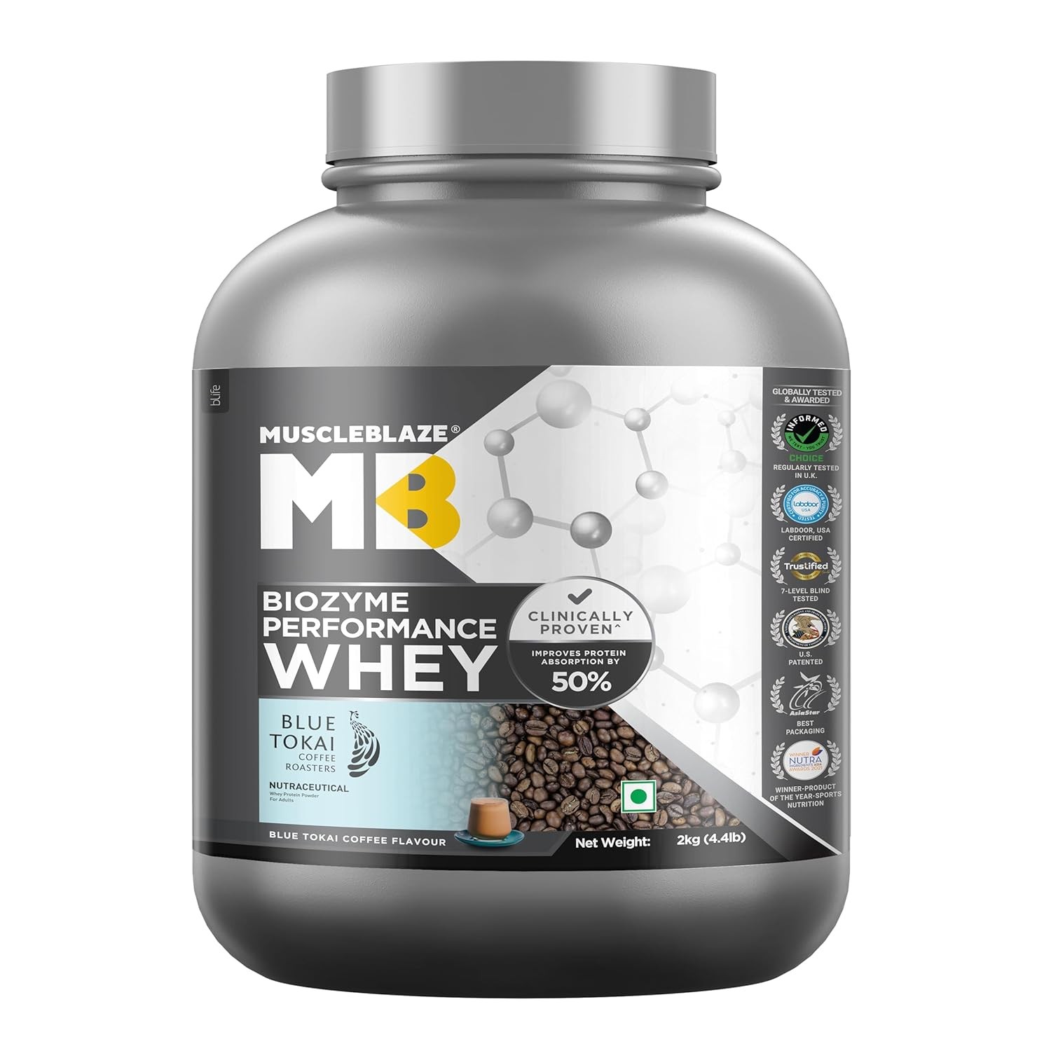 MUSCLE BLAZE PERFORMANCE WHEY - 500 Gram/BLUE TOKAI CAFÉ LATTE