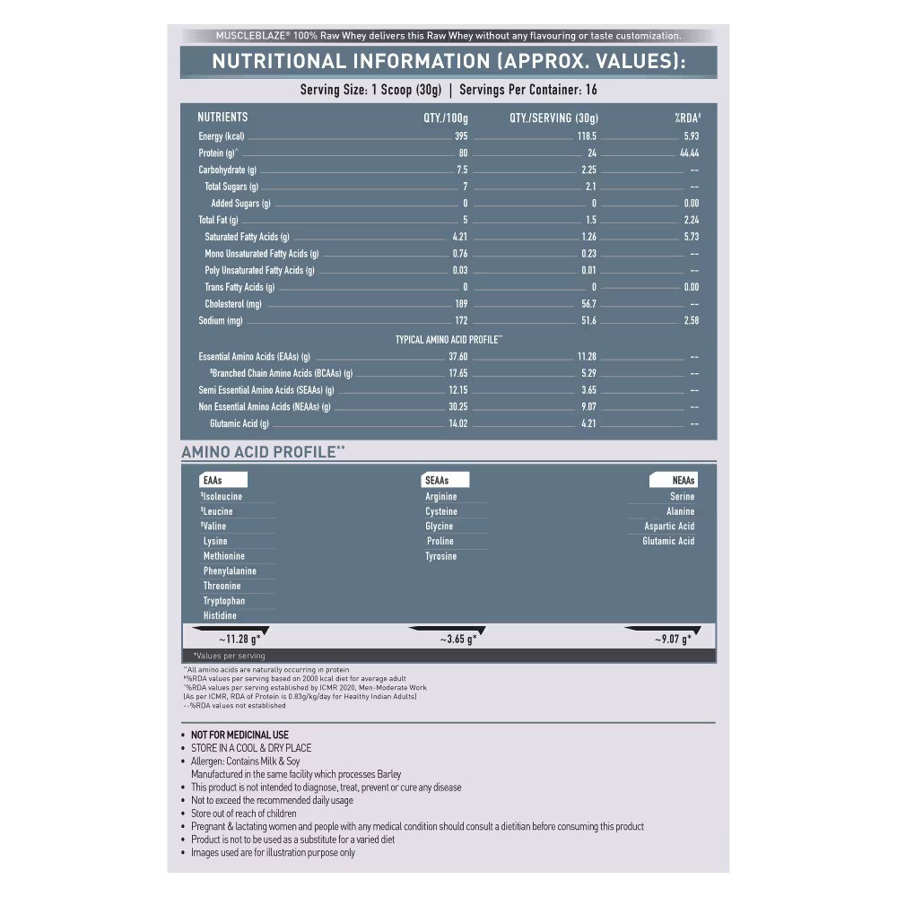 100% CLEAN RAW WHEY PROTEIN CONCENTRATE - 1000 Gram/UNFLAVOURED