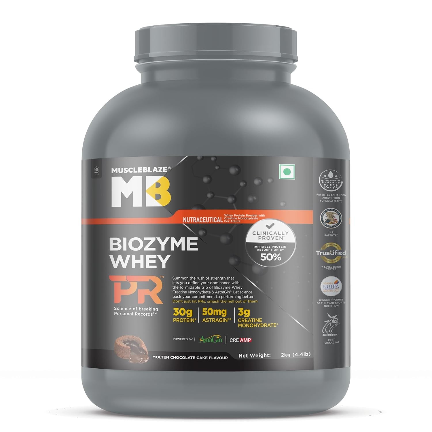 MUSCLE BLAZE WHEY PR - 2000 Gram/MOLTEN CHOCOLATE CAKE