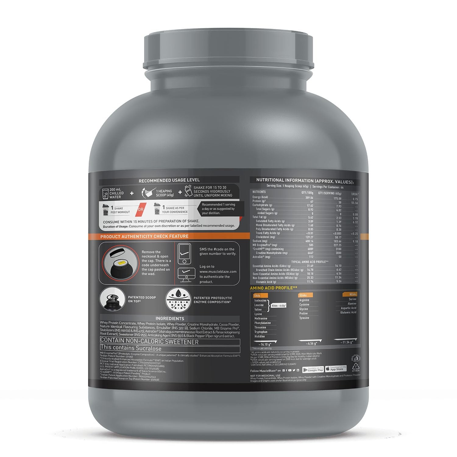 MUSCLE BLAZE WHEY PR - 2000 Gram/MOLTEN CHOCOLATE CAKE