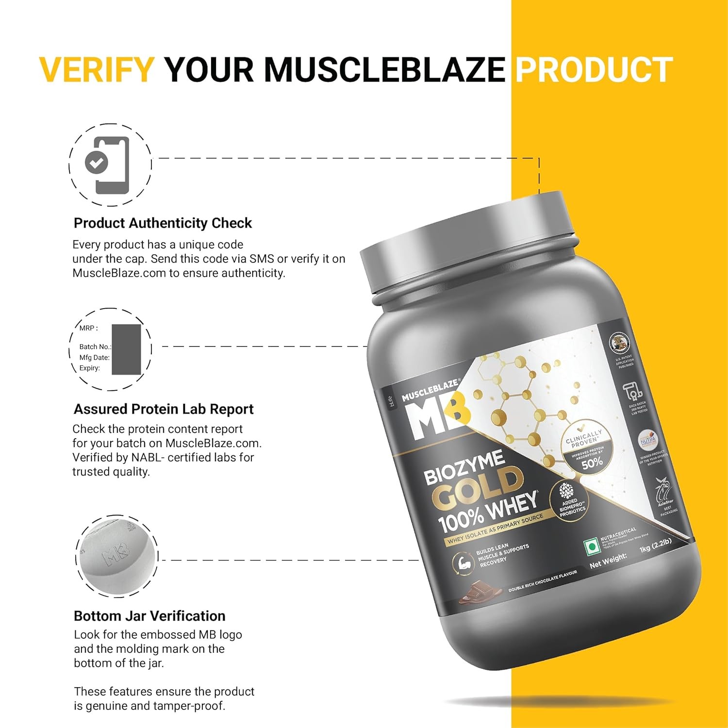 MUSCLE BLAZE GOLD 100% WHEY - 4000 Gram/DOUBLE RICH CHOCOLATE