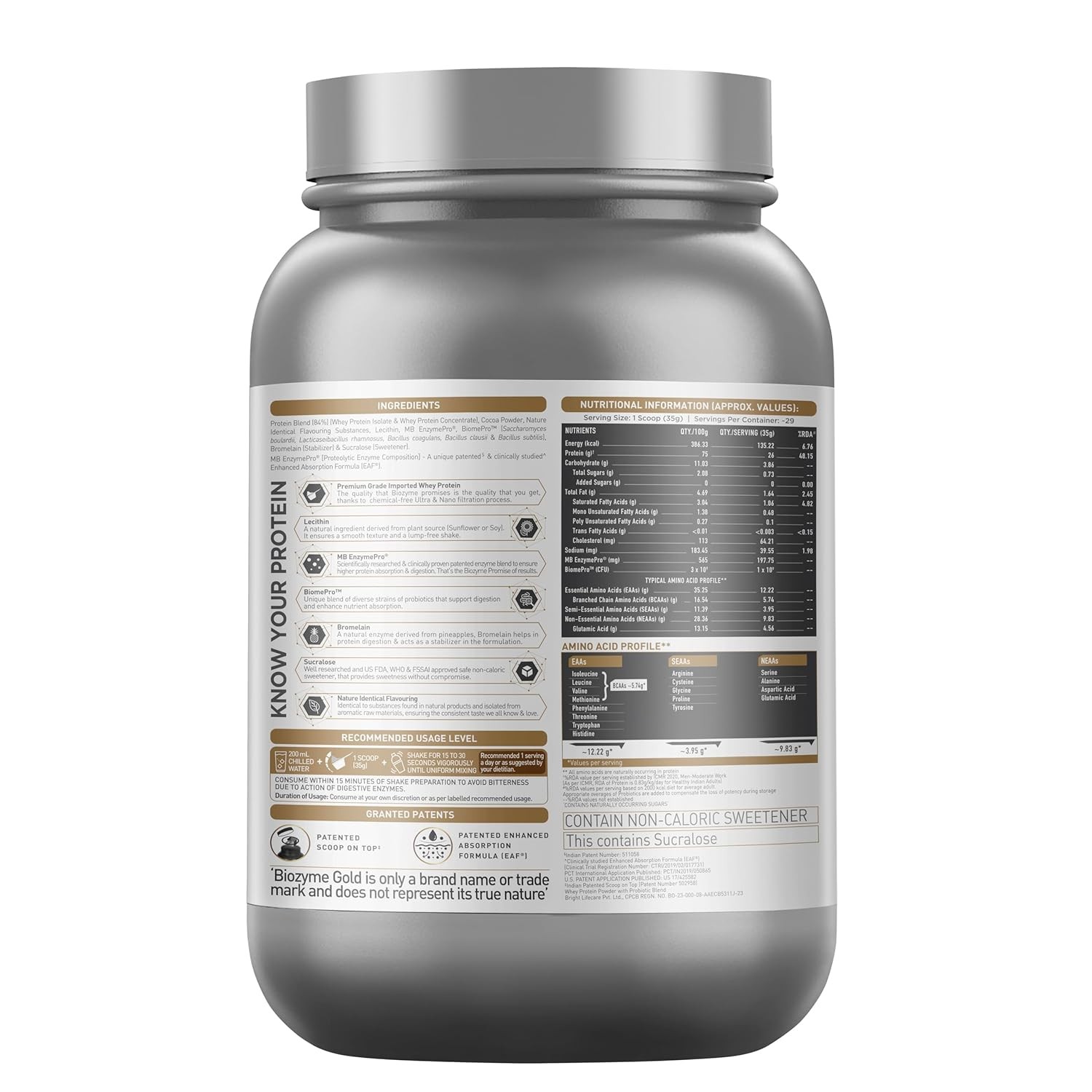 MUSCLE BLAZE GOLD 100% WHEY - 4000 Gram/MONK FRUIT