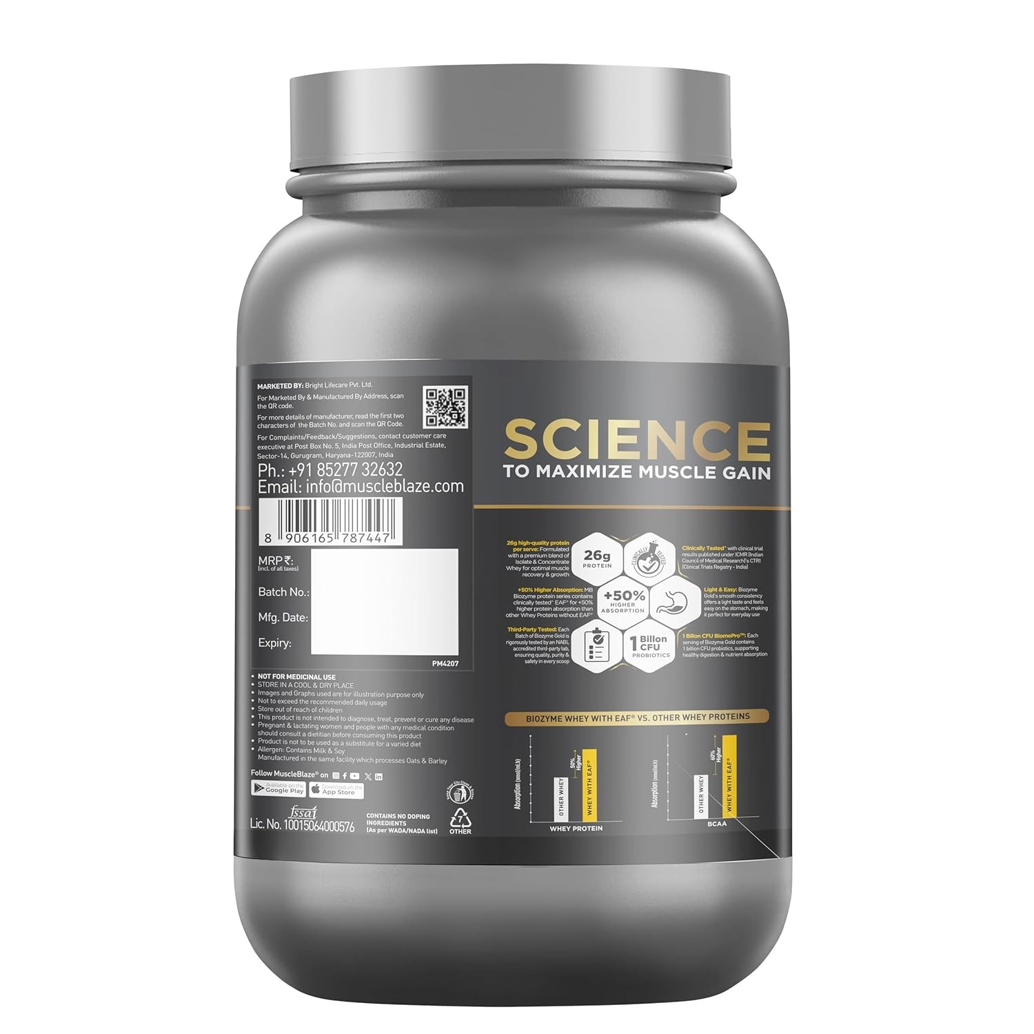 MUSCLE BLAZE GOLD 100% WHEY - 2000 Gram/SWEETENED  CHOCOLATE HAZELNUT