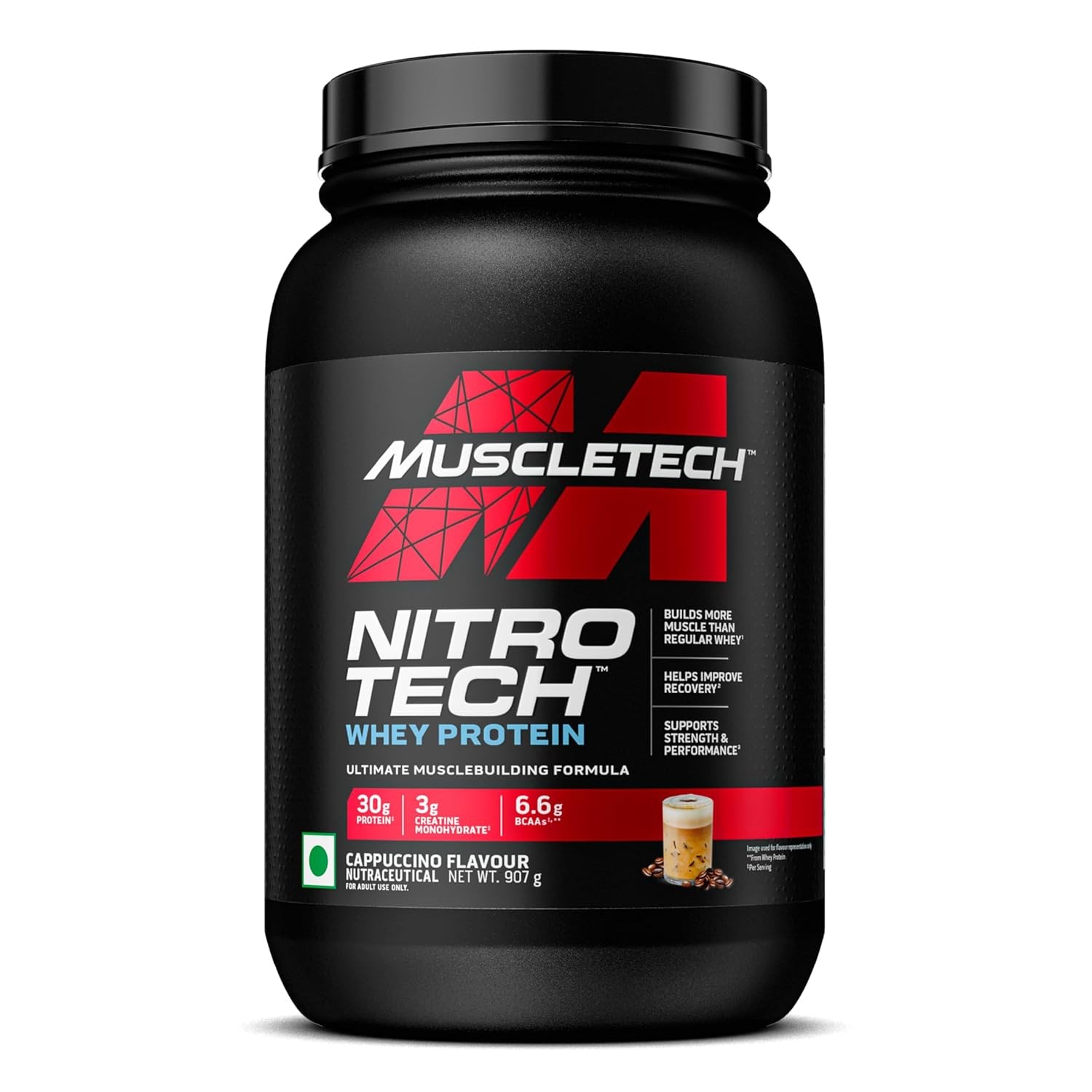 MUSCLE TECH  NITRO TECH WHEY PROTEIN - 907 Gram/CAPPUCCINO