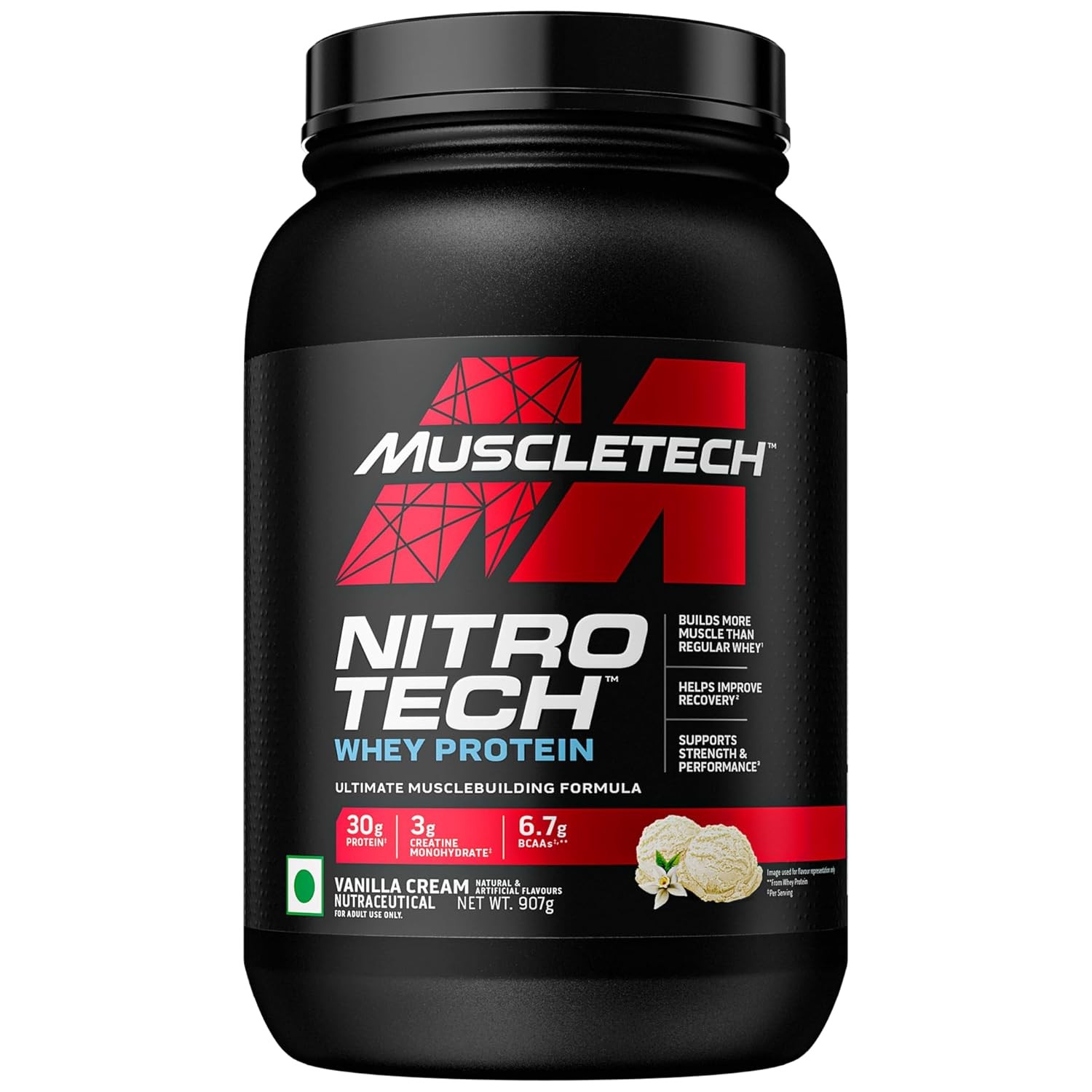 MUSCLE TECH  NITRO TECH WHEY PROTEIN - 1800 Gram/VANILLA CREAM