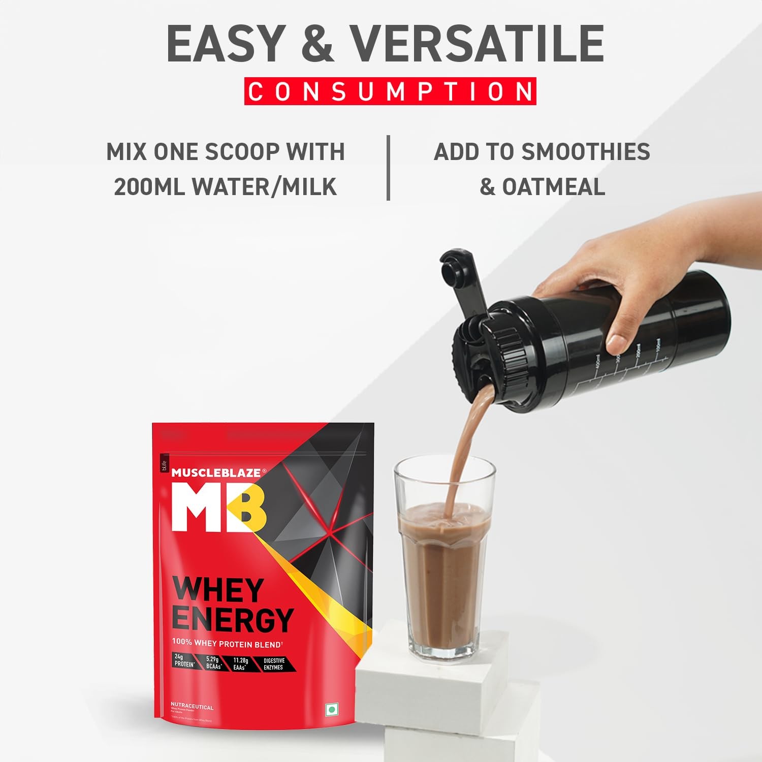 MUSCLE BLAZE WHEY ENERGY WITH DIGEZIME - 1000 Gram/COLD COFFEE
