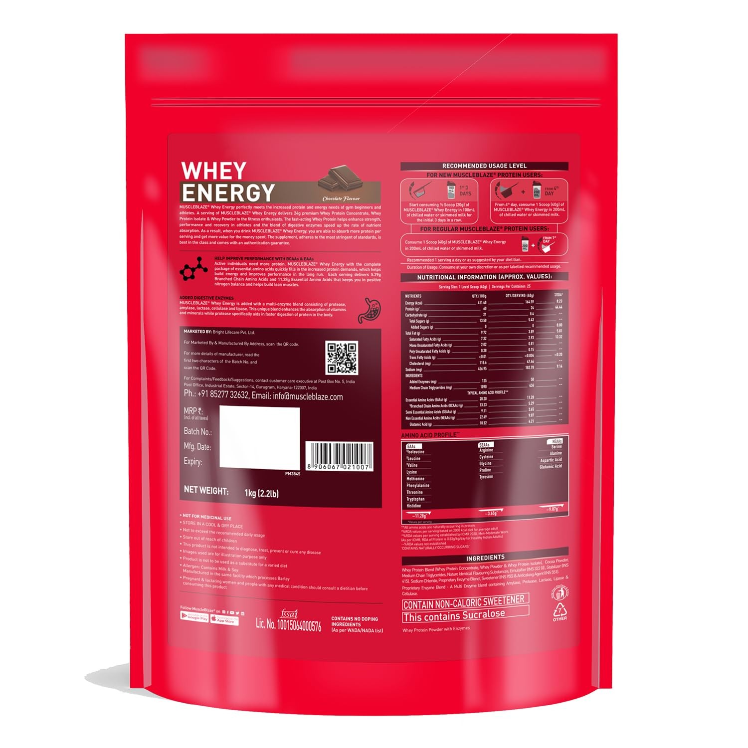 MUSCLE BLAZE WHEY ENERGY WITH DIGEZIME - 1000 Gram/COLD COFFEE
